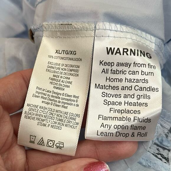 Eileen West Cotton Maxi Nightgown XL Blue Coquette Cottagecore Ruffle Prairie - Picture 8 of 9